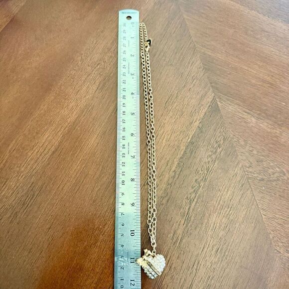 Juicy Couture Heart Pendant Adjustable Necklace And Stud Bow Set Gold New - Picture 6 of 6